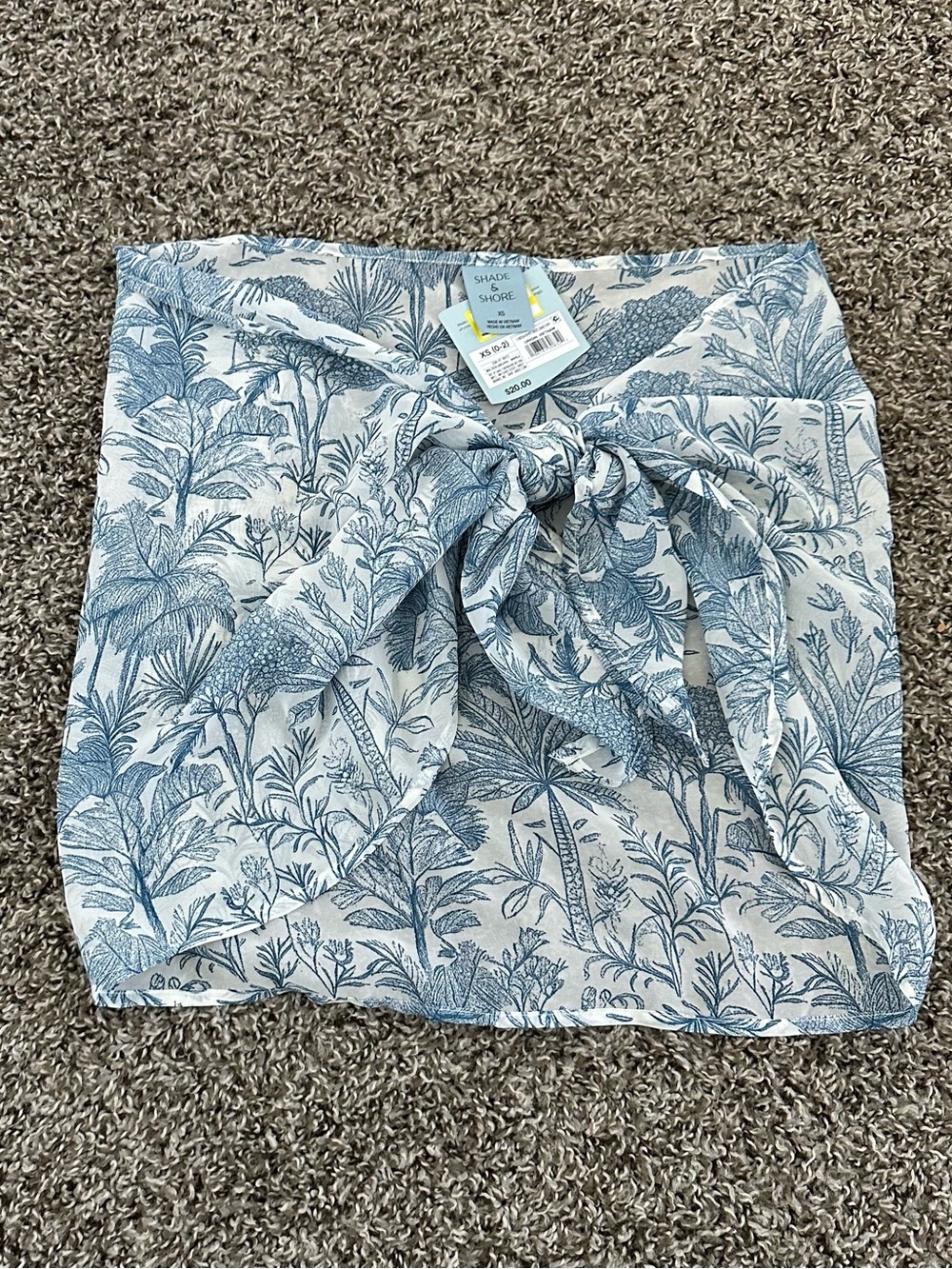 Target Blue and White Botanical Tie-Front Sarong Coverup